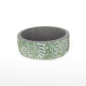 Vaso Cimento com Folhas Verde